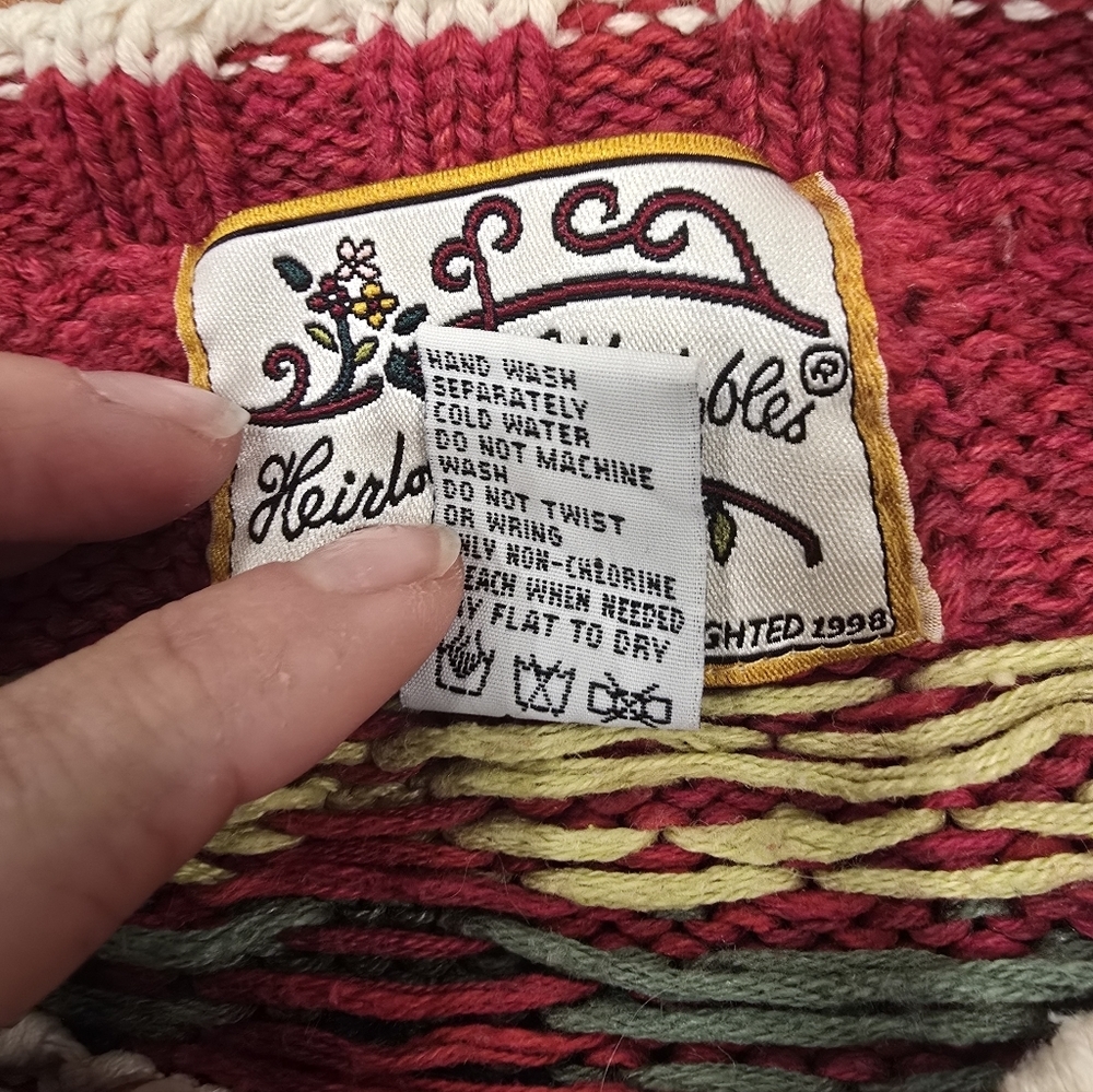 Vtg Heirloom Collectibles Christmas Chunky Cardigan Sweater Size M - Picture 4 of 11